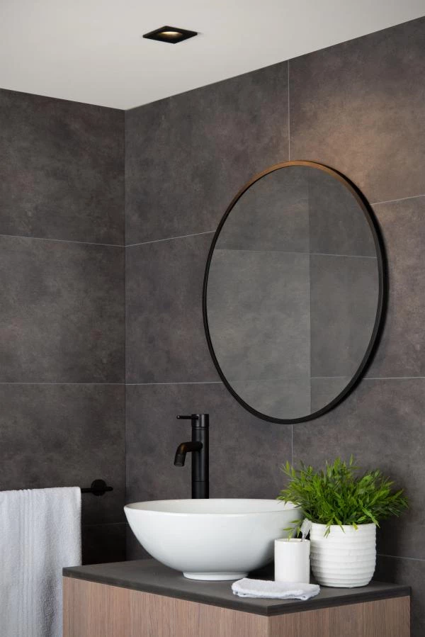 Lucide ZIVA - Recessed spotlight Bathroom - 1xGU10 - IP44 - Black - ambiance 1